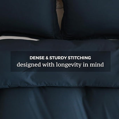 JSD Navy Blue Duvet Cover Set Twin Size, 2 Piece Microfiber Kids Duvet Cover with Pillow Sham, Zipper Closure, Comforter Not Included