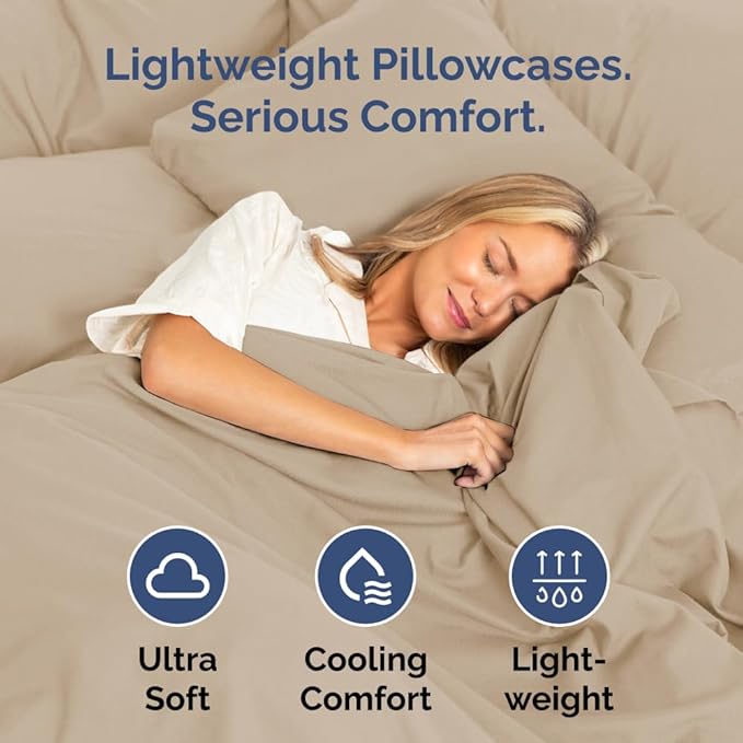 Body Pillowcases Set of 4-20x54 Long Body Pillow Case - Soft Body Pillow Cover for Sleeping & Side Sleepers - Comfy, Cozy Breathable & Fade Free - Machine Washable w/Envelope Enclosure - (Cream)