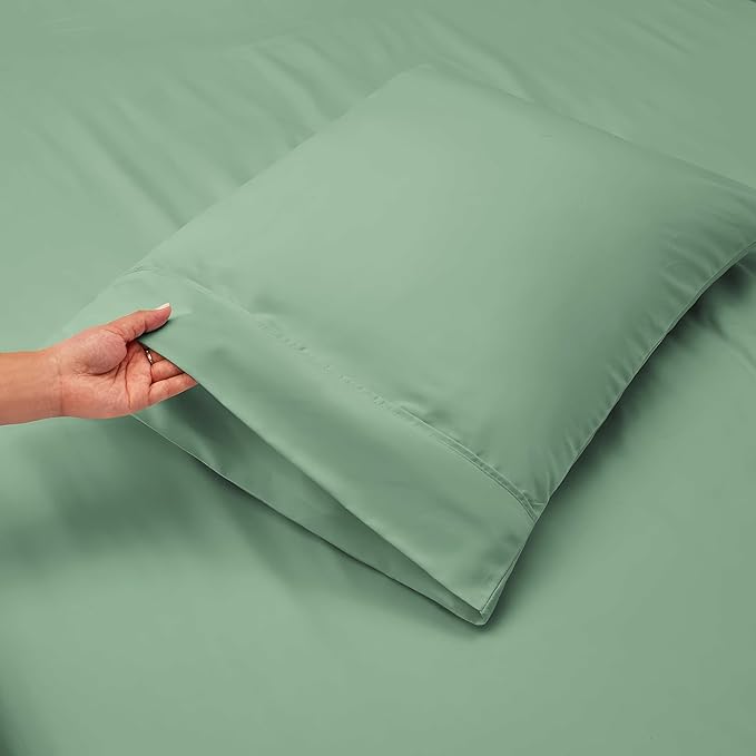 Nestl Twin Size Sheet Set, 4 Piece Extra Deep Pocket (18-24 inches), Microfiber, Hotel Luxury, Soft, Breathable, Wrinkle-Free, Easy to Care, Sage Green New