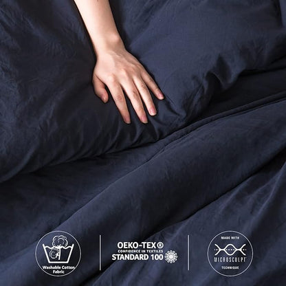COTTEBED Sliky Soft Fluffy Bedding Comforters Sets for Twin Size Bed, Light Weight All Season Use,Made with Cozy Washable Cotton Microfiber Reversible Fabric,1 Comforter & 1 Pillow Sham,Navy Blue