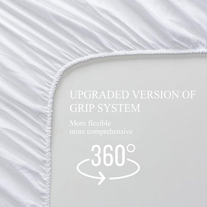4 Piece Bed Sheet Set (Queen,White) 1 Flat Sheet,1 Fitted Sheet and 2 Pillow Cases,Brushed Microfiber Luxury Bedding with Deep Pockets