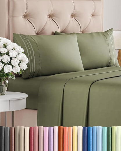 Full Size 4 Piece Sheet Set - Comfy Breathable & Cooling Bed Sheets Set - Hotel Luxury Bedding for Women, Men, Kids, Teens, Boys & Girls - Deep Pockets, Soft and Wrinkle Free - Oeko-Tex - Sage Green