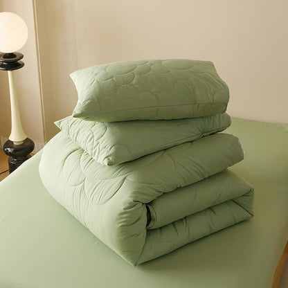 Houseri Sage Green Floral Comforter Set King Sunflower Light Green Fluffy Quilted Comforters King Size Ultra Comfy Bedding Sets Soft Breathable