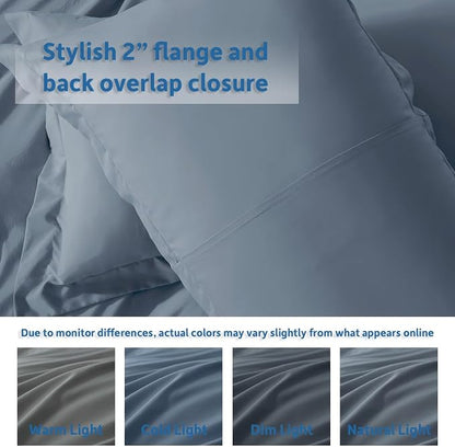 Nestl Stone Blue California King Duvet Cover Sets - Soft Double Brushed Cal King Duvet Cover, 3 Piece, with Button Closure, 1 Duvet Cover 104x98 inches and 2 Pillow Shams