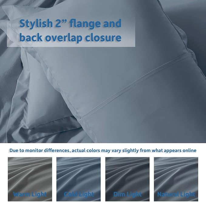 Nestl Stone Blue Duvet Cover Queen Size - Soft Double Brushed Queen Duvet Cover Set, 3 Piece, with Button Closure, 1 Duvet Cover 90x90 inches and 2 Pillow Shams