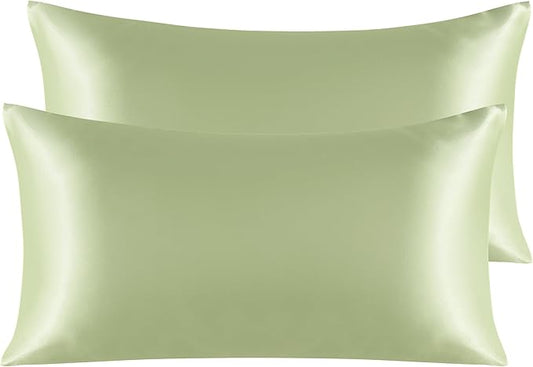 NTBAY 2 Pack Satin King Pillowcases for Hair and Skin, Luxurious and Silky Pillow Cases with Envelope Closure, 20x40 Inches, Sage Green