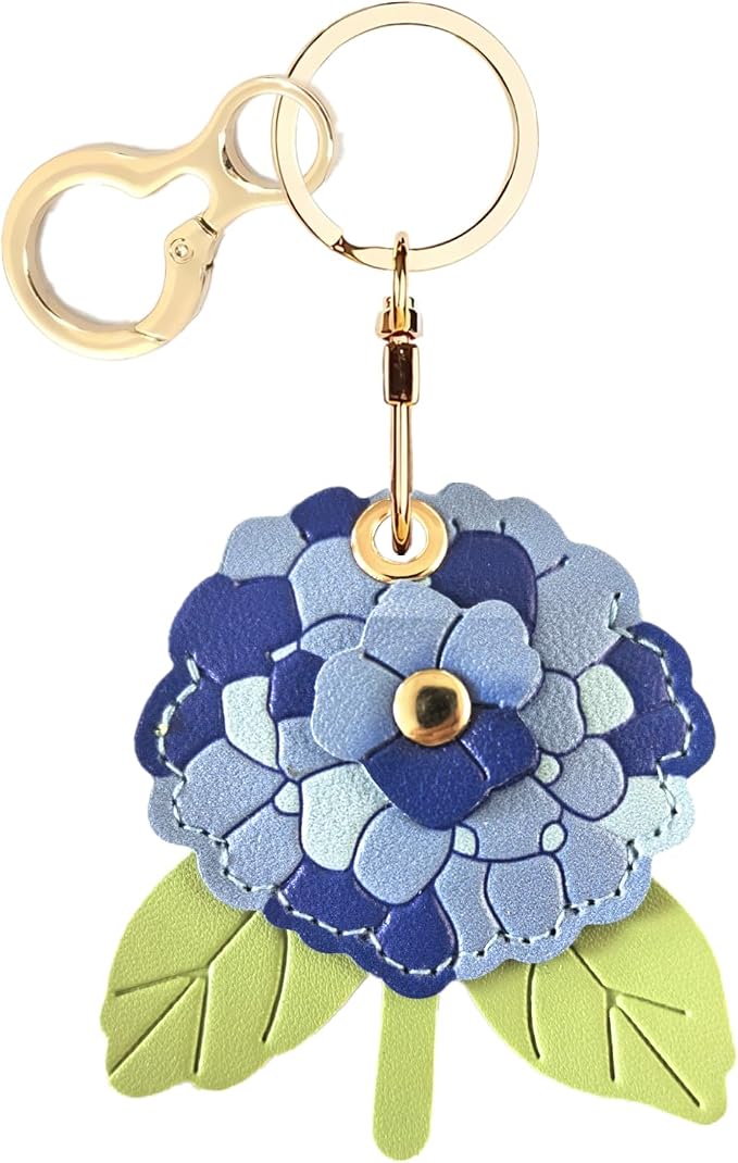 BORKUANA Leather Keychain Holder Case Compatible with AirTag,Cute Protective Cover with Keyring