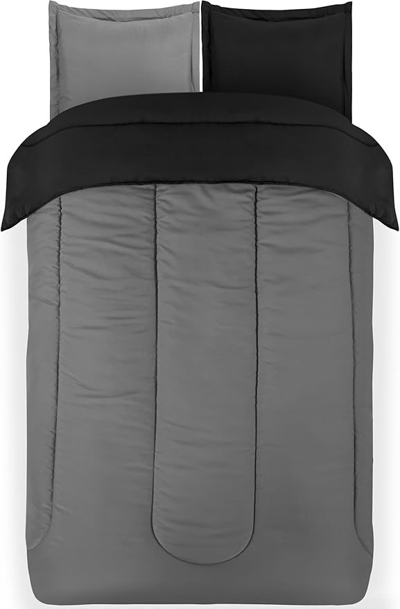 Utopia Bedding Black/Grey Kids Comforter Set with 2 Pillow Shams, 3 Piece Soft Microfiber Twin Bed Comforter with Pillow Shams, Printed Kids Bedding for Boys and Girls, Breathable, Easy Care