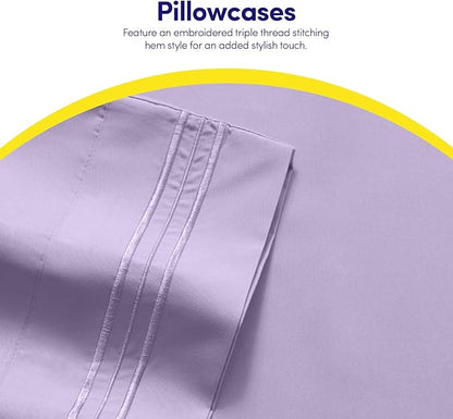 1500 Supreme Collection Full Sheet Sets Lavender - Luxury Hotel Bed Sheets and Pillowcase Set for Full Mattress - Extra Soft, Elastic Corner Straps, Deep Pocket Sheets, Full Lavender