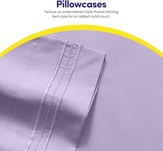 1500 Supreme Collection Queen Sheet Sets Lavender - Luxury Hotel Bed Sheets and Pillowcase Set for Queen Mattress - Extra Soft, Elastic Corner Straps, Deep Pocket Sheets, Queen Lavender