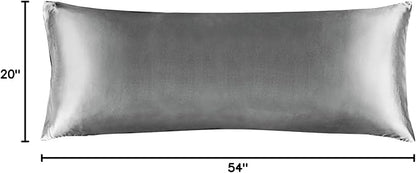BEDELITE Satin Body Pillow Cover, Super Soft and Cooling Body Pillow Pillowcase for Hair and Skin, Breathable Silky Full Long Pillowcase Cover(20"x54", Grey)