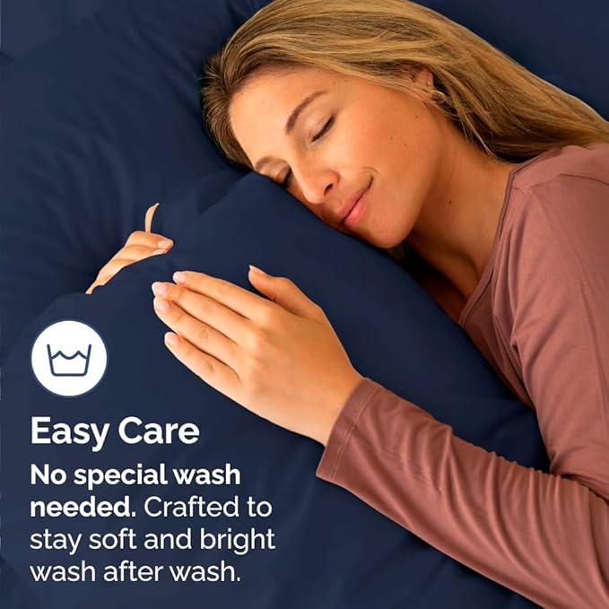 King Standard Pillow Cases Set of 4 - Soft Hotel Quality Pillowcase Covers - Comfy Bedding for Women, Men, Kids & Teens - Machine Washable Pillow Protectors - 4 Piece - King Standard Size Navy Blue