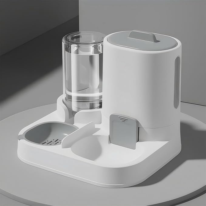 Automatic Cat Feeder and Water Dispenser 2-in-1 Food Bowl Station | Gravity Station for Small Cats Dogs Kitten Puppy, Auto Feeding Supplies, Automatic Cat Food and Water Dispenser