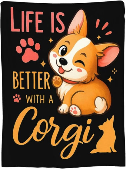 Corgi Blanket Super Soft Warm Fluffy Fleece Flannel Dog Animal Throw Blanket Cozy Fuzzy Plush Stuff Bedding Blankets Gifts for Women Kids Boys Girls Adults 50"X40"
