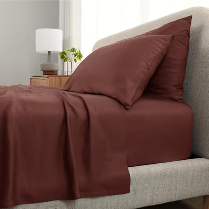 Cariloha Aloha Soft 4-Piece Sheet Set | Maroon Sunset | King | Made from 100% Viscose derived from Bamboo | Introductory Sheet Line