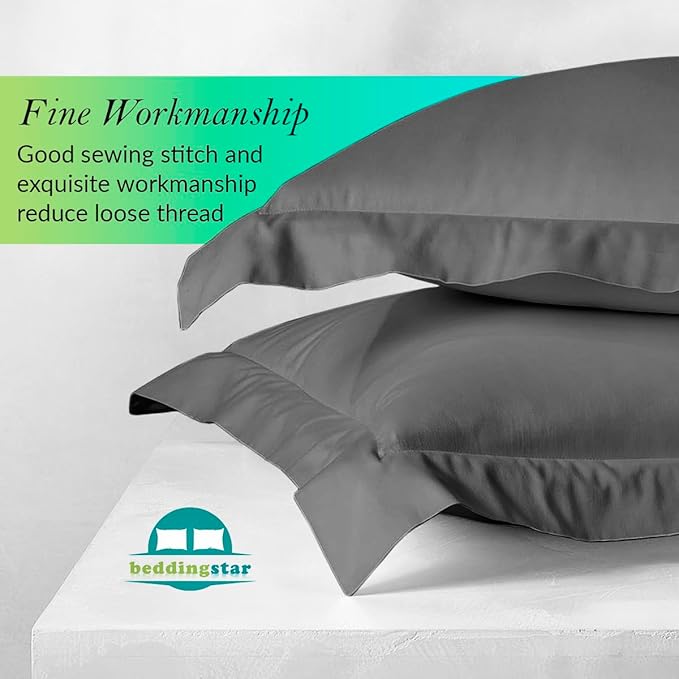 Euro Sham Covers 24x24 Set of 2 Dark Grey 600 Thread Count 100% Egyptian Cotton Pack of 2 Euro 24x24 Pillow Covers Cushion Cover Cases Soft Skin Friendly European Size Decorative Square Pillow Shams