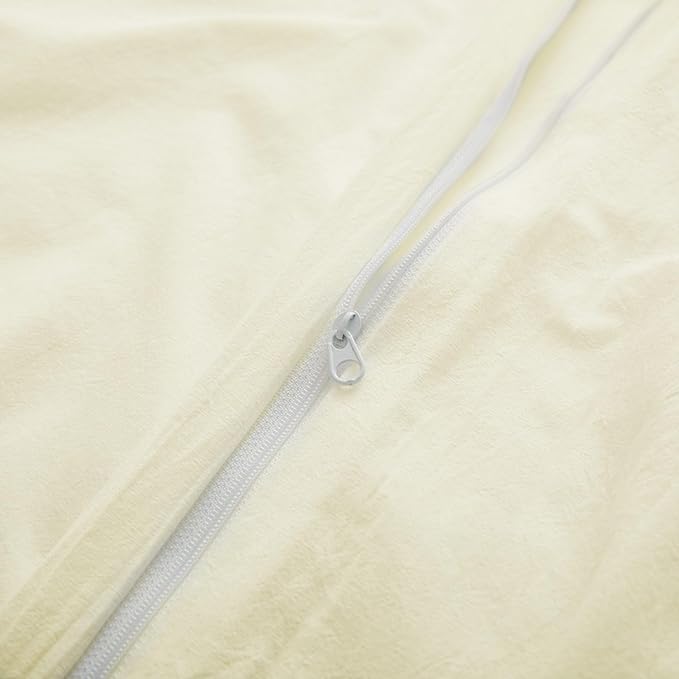 LOVQUE Cream White Cotton Duvet Cover Set, Linen-Like Natural Bedding Set with Zipper Closure (No Comforter), Twin Size, Duvet Cover (68"x90") x 1, Pillowsham(20"x26") x 1