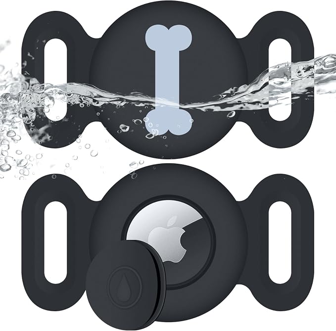 Waterproof Collar Holder Compatible with Airtag (2 Pack), Protective Anti-Lost Case for GPS Tracker, Silicone Collar Holder for Pets