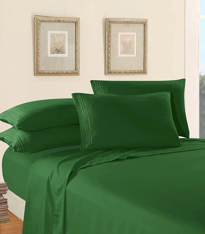 Elegant Comfort Luxury 1500 Premium Hotel Quality Microfiber 4-Piece Sheet Set - Wrinkle Resistant, All Around Elastic Fitted Sheet, Deep Pocket up to 16", Twin/Twin XL, Hunter Green