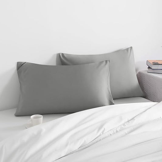 NTBAY Toddler Pillow Cases Set of 2, 2 Pack Brushed Microfiber 14x20 Pillow Cases, Soft, Wrinkle, Fade, Stain Resistant Smoke Grey Pillow Cases with Envelope Closure, 14x20 Inches, Smoke Grey