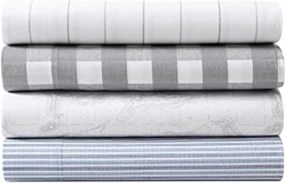 Eddie Bauer - Full Sheets, Cotton Percale Bedding Set, Crisp & Cool Home Decor, Dorm Room Essentials (Fish ATOL, Full)
