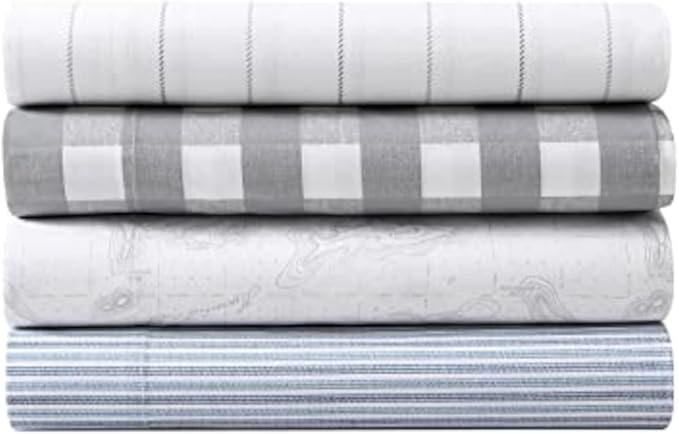 Eddie Bauer - King Sheets, Cotton Percale Bedding Set, Crisp & Cool Home Decor (Fish ATOL, King)