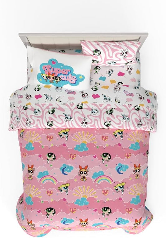 Franco Collectibles Powerpuff Girls Bedding 7 Piece Super Soft Comforter and Sheet Set with Sham, Full, (100% Official Licensed Product)