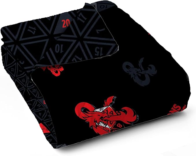 Northwest Dungeons & Dragons NAT D20 Full/Queen Quilted Blanket, Comfy Throw, Soft Lightweight Bedding for Bed, or Couch, 90 x 90 inches