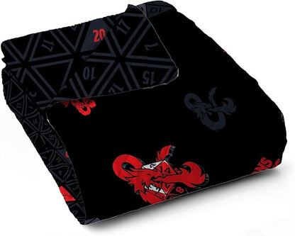 Northwest Dungeons & Dragons NAT D20 Twin Quilted Blanket, Comfy Throw, Soft Lightweight Bedding for Bed, or Couch, 60 x 90 inches
