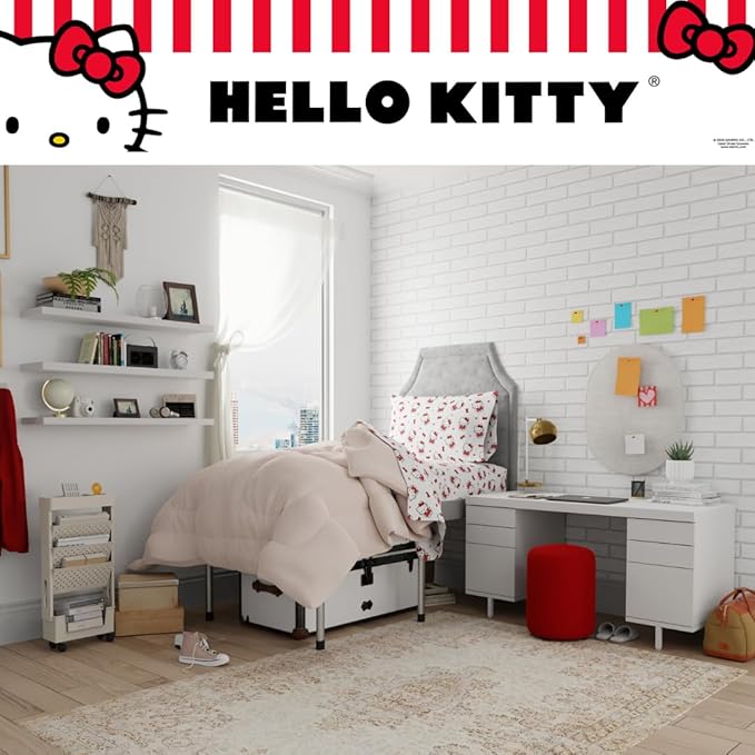Collectibles Hello Kitty Bedding Super Soft Cotton 3 Piece Twin XL Sheet Set, College Dorm Essentials (Officially Licensed Product) by Franco