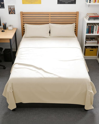 Full XL Bed Sheet - 4 Piece Full XL Bed Sheets Set - Soft, Breathable & Cooling - Hotel Luxury Bedding for Women, Men, Kids, Teens, Boys & Girls - Deep Pockets, Comfy, Fade & Wrinkle Free - Off White
