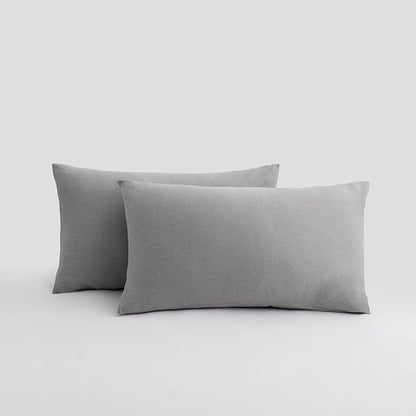2-Pack Stretch Pillow Cases - Jersey Knit & Envelope Closure Pillowcases with Ultra Soft T-Shirt Like Polyester Blend - Suitable for Queen or Standard Size Set of 2, Light Heather Gray