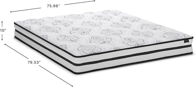 Signature Design by Ashley King Size Chime 10 Inch Medium Firm Hybrid Mattress with Cooling Gel Memory Foam for Pressure Relief, Fiberglass Free, Mattress In A Box
