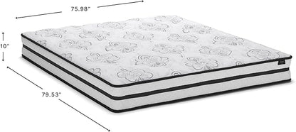 Signature Design by Ashley King Size Chime 10 Inch Medium Firm Hybrid Mattress with Cooling Gel Memory Foam for Pressure Relief, Fiberglass Free, Mattress In A Box
