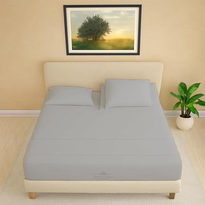Split Head Flex 2 Qty Fitted Sheet for Adjustable Bed, Queen 36" Split Down from The Top, 100% Egyptian Cotton 600 Thread Count, 18" Deep Pocket, Super Soft Wrinkle Free, Light Grey