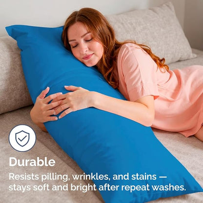 Body Pillowcases Set of 2-20x54 Long Body Pillow Case - Soft Body Pillow Cover for Sleeping & Side Sleepers - Comfy, Wrinkle & Fade Free - Machine Washable w/Envelope Enclosure Royal Blue