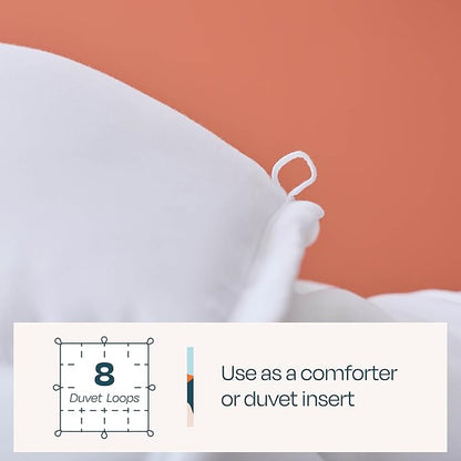 Linenspa White Down Alternative Comforter and Duvet Insert, for Oversized Queen Size Bed – All-Season Comforter with Box Stitch and 8 Duvet Loops – Bedding for Kids, Teens, and Adults