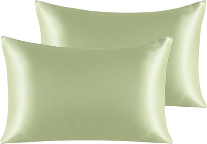NTBAY 2 Pack Satin Queen Pillowcases for Hair and Skin, Luxurious and Silky Pillow Cases with Envelope Closure, 20x30 Inches, Sage Green