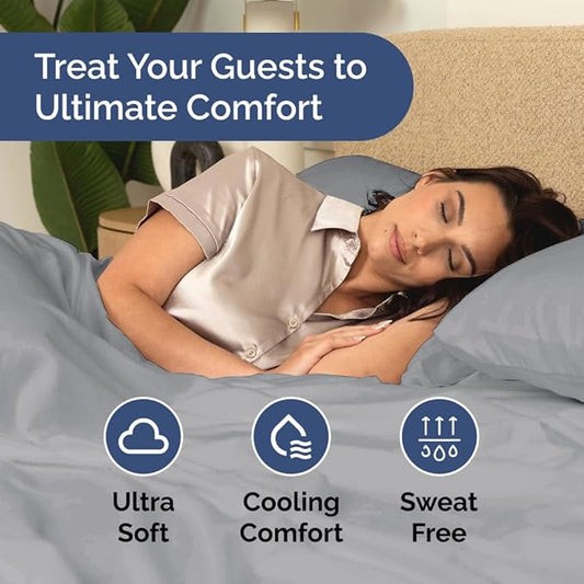 Bulk Case Pack of 12 Sheet Sets - (12) Complete Queen Size Sheet Sets with Deep Pockets - Wholesale Bulk Bedding for Hotels, Spas & Airbnbs - Breathable, Cooling & Wrinkle Free - (Queen, Steel Blue)