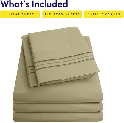 1500 Supreme Collection Extra Soft Split King Sheets Set, Sage - Luxury Bed Sheets Set with Deep Pocket Wrinkle Free Bedding, Over 40 Colors, Split King Size, Sage