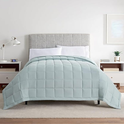 Serta Air Dry Down Alternative Bedding Blanket, Cooling and Breathable Performance Fabric, Full/Queen, Seaglass