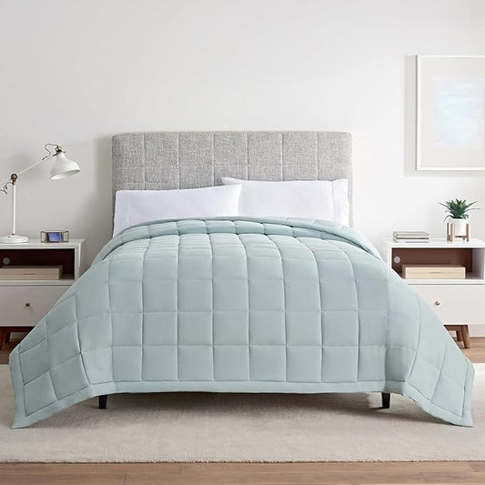 Serta Air Dry Down Alternative Bedding Blanket, Cooling and Breathable Performance Fabric, Full/Queen, Seaglass