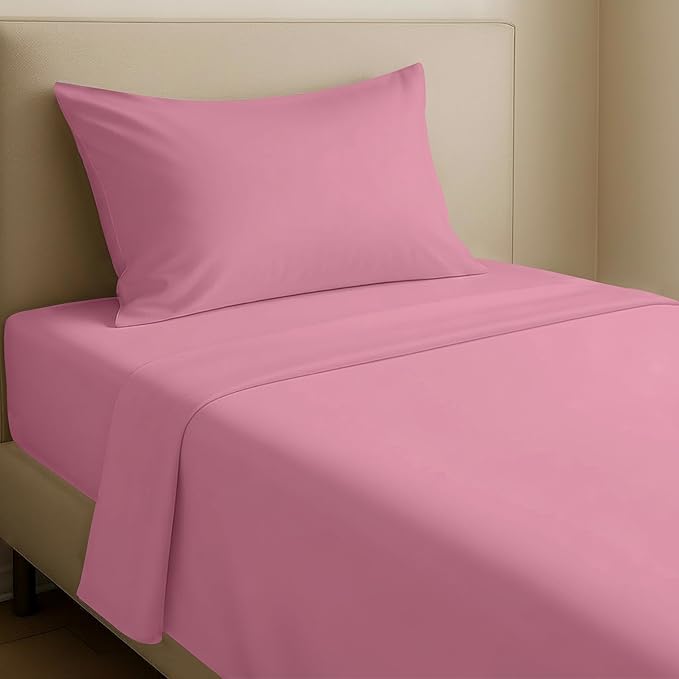 California Design Den XL Twin Sheets Set - Natural 100% Cotton Sheets, Soft Sateen, Fully Elasticized 12" Pockets, Breathable and Durable Bedding for Dorm Room - Doll Pink