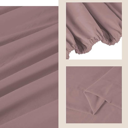 ROSE&RISY Full Size Sheet Set, Pre-Washed Microfiber Cotton-Like 4 Pcs Ultra Soft Bedding Set Full, Breathable Cooling Skin-Friendly All Seasons, 1 Fitted, 1 Flat, 2 Pillowcases (Lavender, Full)