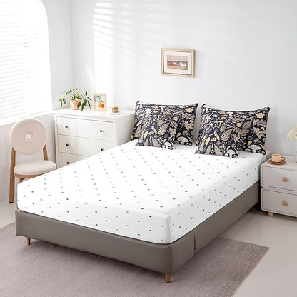 Retro Jungle Leaves Comforter Set 7 Piece,Rustic Mushroom Botanica Bed Set,Vintage Farmhouse Decor Bedding Bed in a Bag,King (1 Comforter,2 Pillowcase,2 Pillow Covers,1 Flat Sheet,1 Fitted Sheet)