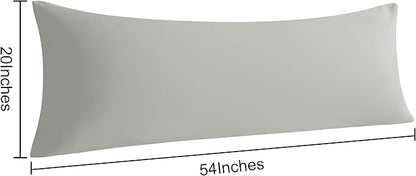 NTBAY Body Pillowcase Set of 2, 20x54 inches, Light Grey, Soft, Wrinkle, Fade Resistant, Envelope Closure, Microfiber, 2 Pieces