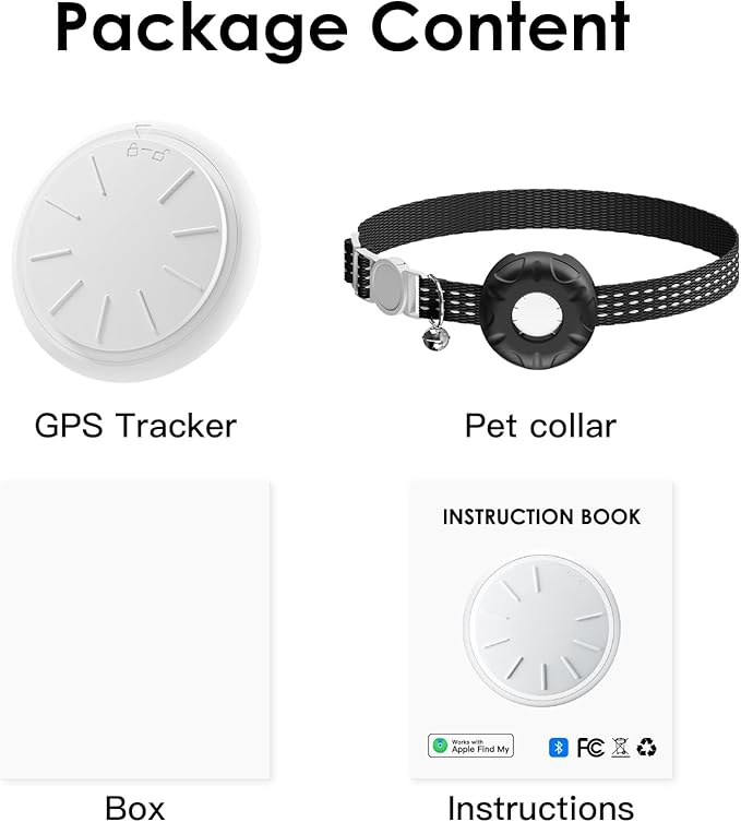 GPS Tracker for Cats (iOS Only),MINI Cat Tracker, Real-Time Location Pet Tracker,No Monthly Fee GPS Tracker, Compatible with Apple Find My,Territory & Location History,Up to 5-Day Battery Life (Black)