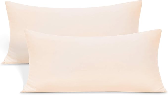 2-Pack Stretch Pillow Cases - Jersey Knit & Ultra Soft Envelope Closure Pillowcases T-Shirt Like Microfiber Blend - Suitable for 20x36/20x40 King Size Set of 2, Pink