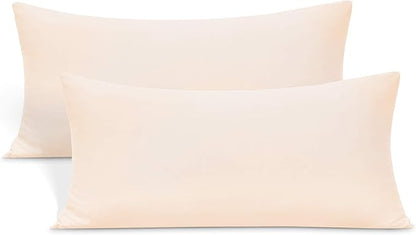 2-Pack Stretch Pillow Cases - Jersey Knit & Ultra Soft Envelope Closure Pillowcases T-Shirt Like Microfiber Blend - Suitable for 20x36/20x40 King Size Set of 2, Pink