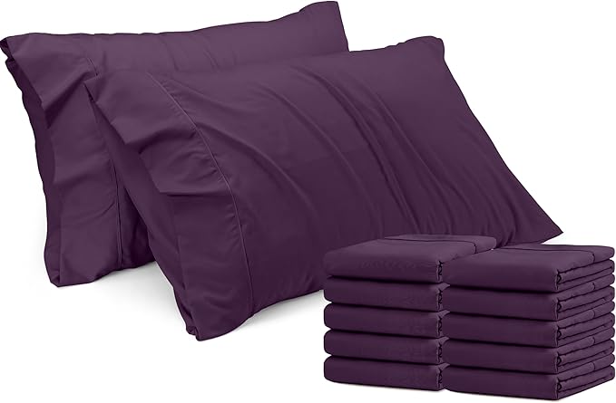 Utopia Bedding Queen Pillow Cases - 12 Pack - Envelope Closure - Soft Brushed Microfiber Fabric - Shrinkage and Fade Resistant Pillow Covers Queen Size 20 X 30 Inches (Queen, Purple)